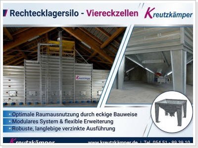 Rechtecklagersilo - Viereckzelle - Vierecksilo - Stahlinnensilo